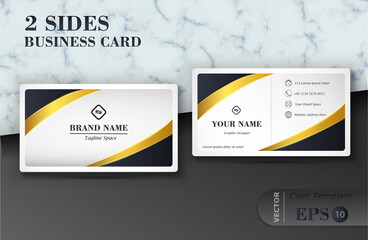 Two sides black and gold luxury business card design template