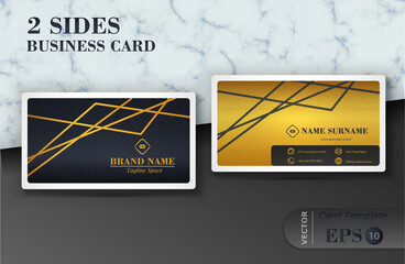 Two sides black and gold luxury business card design template