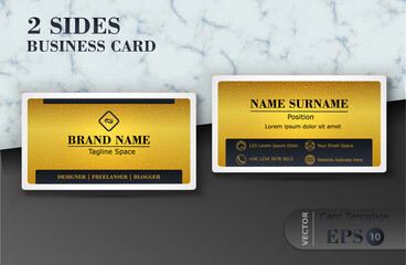 Two sides black and gold luxury business card design template