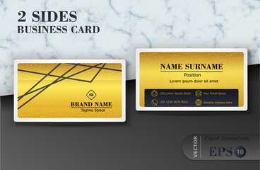 Two sides black and gold luxury business card design template