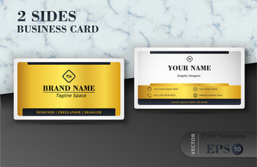 Two sides black and gold luxury business card design template