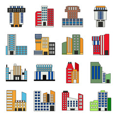 Pack of Buildings Flat Icons 