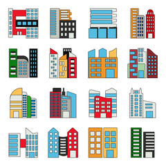 Pack of Structure and Establishment Flat Icons