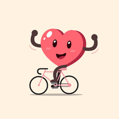 Cartoon heart character cycling for design.