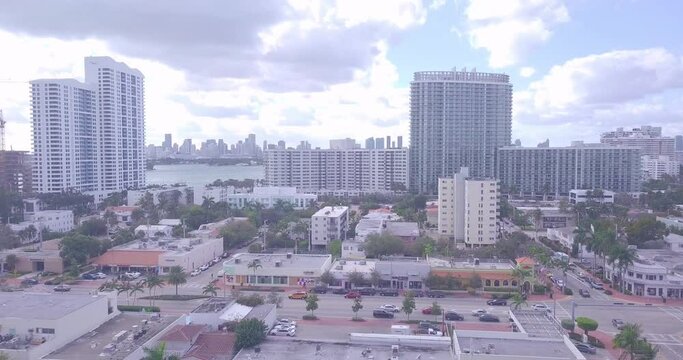 Arial Drone Footage Flying Over South Beach in Miami Florida 