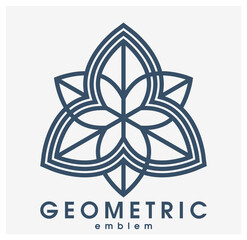 Abstract geometric flower vector symbol isolated on white, line art geometrical shape emblem or icon, best for boutique or cosmetic or hotel or spa or jewelry logo.
