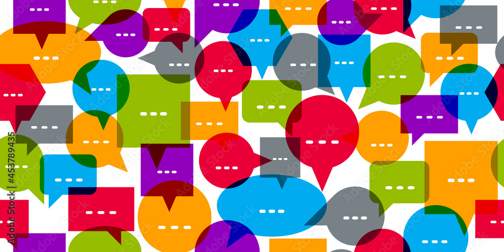 Poster speech bubbles seamless vector background, endless pattern with dialog signs, talk and discussion th