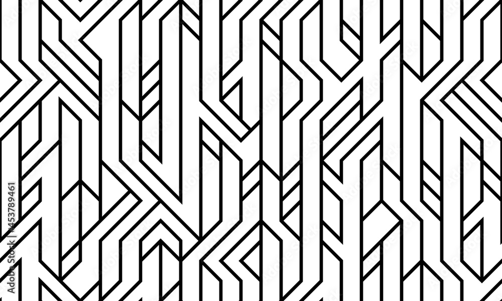 Poster tech style seamless linear pattern vector, monochrome circuit board lines endless background wallpap