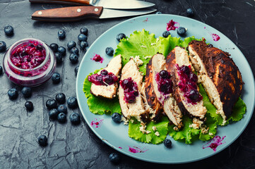 Chicken breast with huckleberry sauce