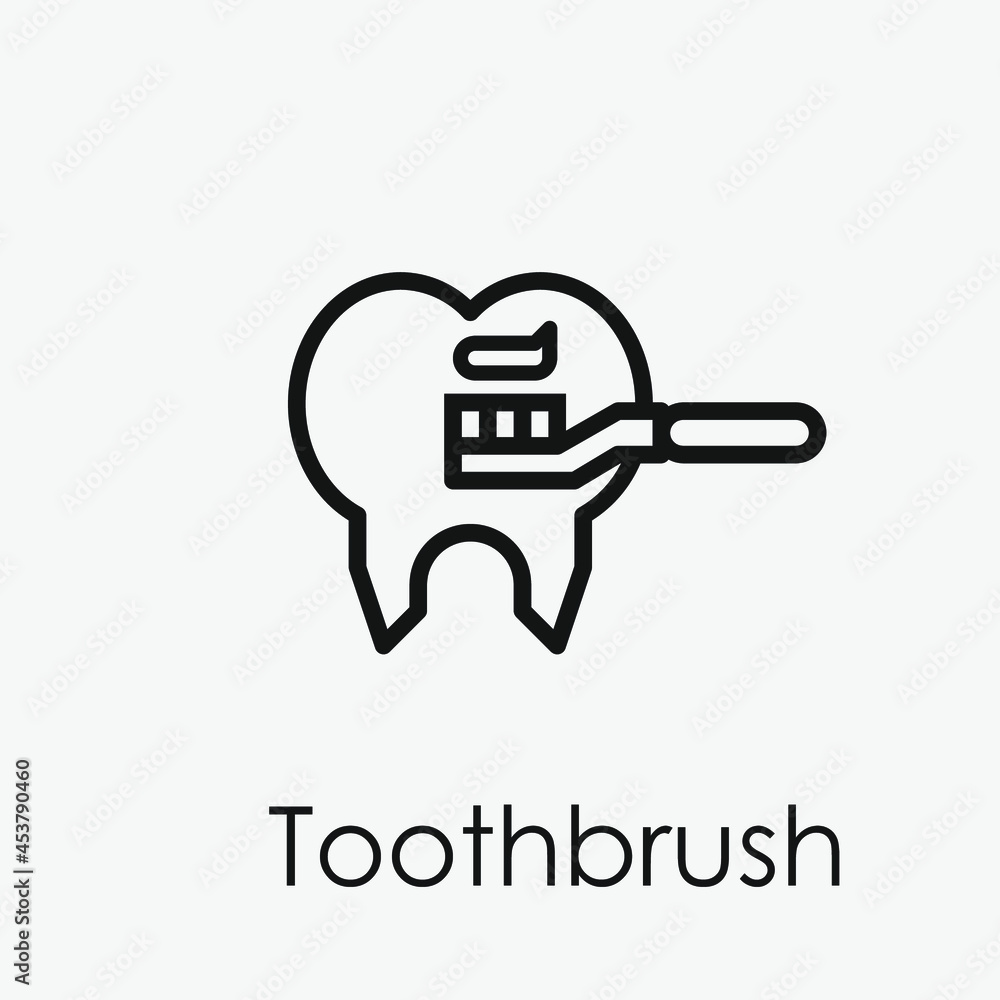 Poster toothbrush vector icon. editable stroke. symbol in line art style for design, presentation, website 