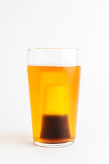 Fresh cocktail prepared with ginger beer. Beverage over white background.