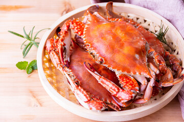 Blue Crab, boiled blue Crab gourmet, Seafood background