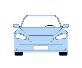 Plakat Blue travel car front view. Auto trip, vehicle. Transport for auto tourism. Vector illustration