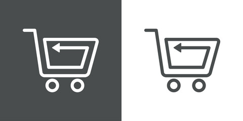Logotipo con texto Shopping con silueta de carrito de la compra con flecha de cursor con lineas en fondo gris y fondo banco