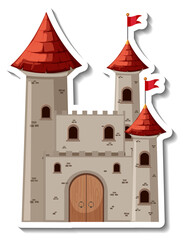 Stone castle and fortress cartoon sticker