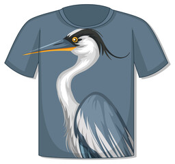 T-shirt with heron bird pattern