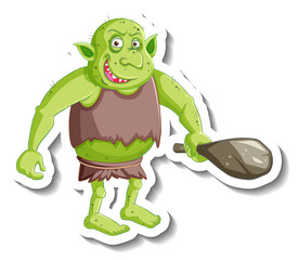 Green goblin or troll cartoon character sticker