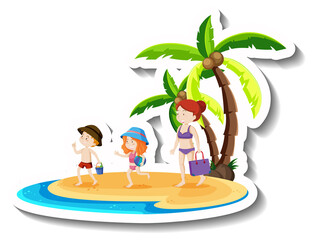 Obraz na płótnie Canvas Happy family on vacation at the beach