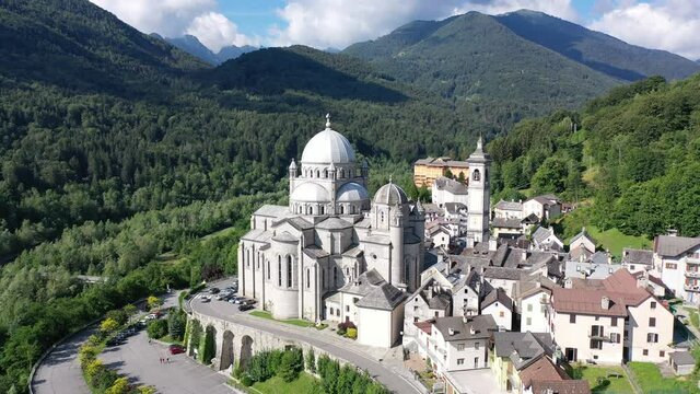 Aerial view of the Cristo Re Church in Messina, Italy. High quality 4k footage