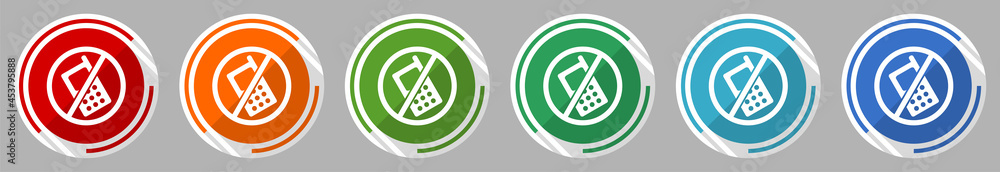 Leinwandbilder no phone icon set, vector illustration in 6 colors options for webdesign and mobile applications, fl