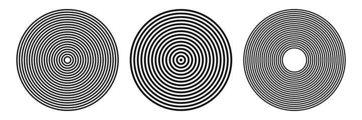 Concentric rings patterns. Set of circle design elements.