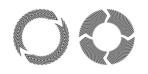 Set of circle circular rotating design elements.