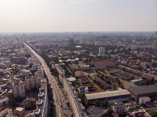 Aerial view of Bucharest skyline