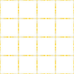 Dot small yellow moon different phases or lunar phases on white background flat vector design icon textile seamless pattern background.