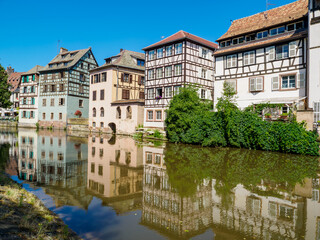 Fototapeta na wymiar Channel in Petite France area, Strasbourg, France