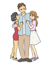 美女にモテモテの男性