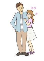 女性に抱き着かれながら腰を抱く男性