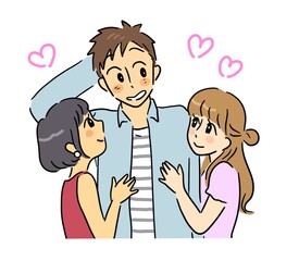 美女にモテモテの男性