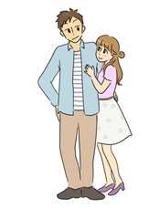 女性に抱き着かれながら腰を抱く男性