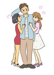 美女にモテモテの男性