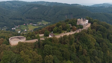 Fototapeta na wymiar Castle Hukvaldy - one of the largest castle ruins in the Czech Republic, Northeastern Moravia, Europe.