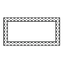 Black and white rectangular frame with ornament, vector certificate template, decorative design element in retro style