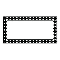 Black and white rectangular frame with ornament, vector certificate template, decorative design element in retro style