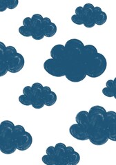 Cute children's drawing. Chalk. Cloudy sky