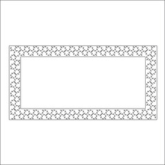 Black and white rectangular frame with ornament, vector certificate template, decorative design element in retro style