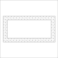 Black and white rectangular frame with ornament, vector certificate template, decorative design element in retro style