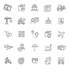 Delivery, shipping, logistics - minimal thin line web icon setDelivery, shipping, logistics - minimal thin line web icon set