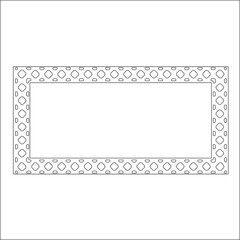 Black and white rectangular frame with ornament, vector certificate template, decorative design element in retro style