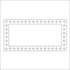 Black and white rectangular frame with ornament, vector certificate template, decorative design element in retro style