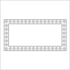 Black and white rectangular frame with ornament, vector certificate template, decorative design element in retro style