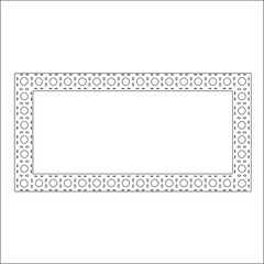 Black and white rectangular frame with ornament, vector certificate template, decorative design element in retro style