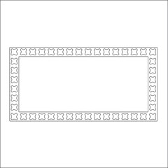 Black and white rectangular frame with ornament, vector certificate template, decorative design element in retro style