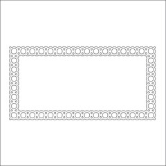 Black and white rectangular frame with ornament, vector certificate template, decorative design element in retro style
