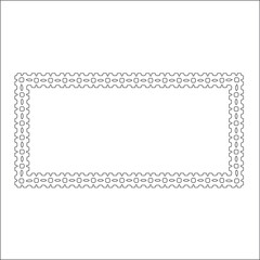 Black and white rectangular frame with ornament, vector certificate template, decorative design element in retro style