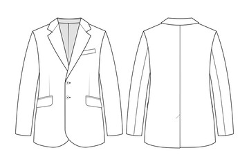 Fashion technical drawing of mens single-breasted two-button blazer - obrazy, fototapety, plakaty