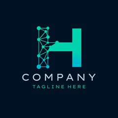 Letter H Molecule Logo, Bio tech Connect Dots Science Technology Logo Design Vector